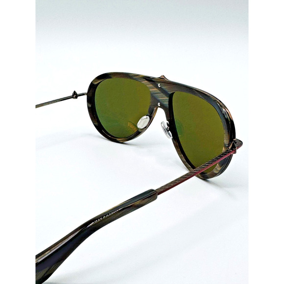 Louboutin Sunglasses Greggo LB0004 62N Brown Horn Aviator Frame Green Lens 61mm main image 15